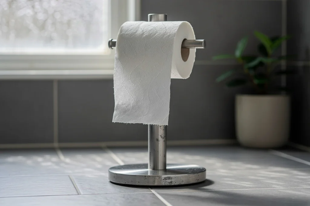 Comment stabiliser un porte-papier toilette sur pied ?